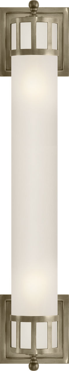 Openwork Long Sconce in Antique Nickel with Frosted Glass