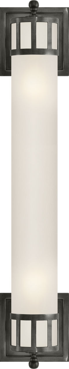 Openwork Long Sconce in Bronze with Frosted Glass