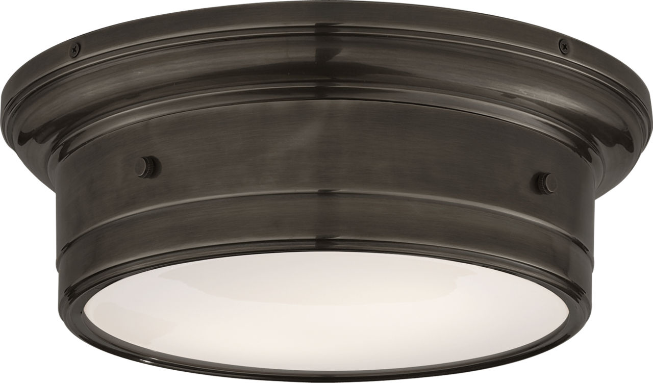 Siena Small Flush Mount in Bronze with White Glass