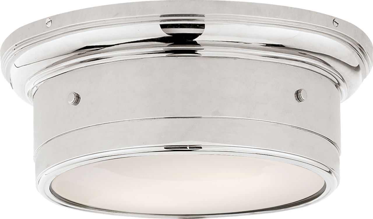 Siena Small Flush Mount in Polished Nickel with White Glass