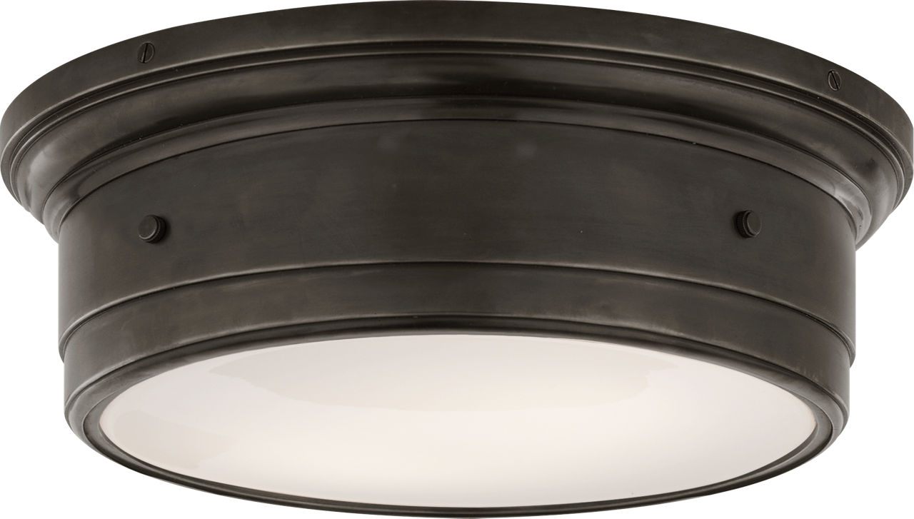 Siena Large Flush Mount in Bronze with White Glass