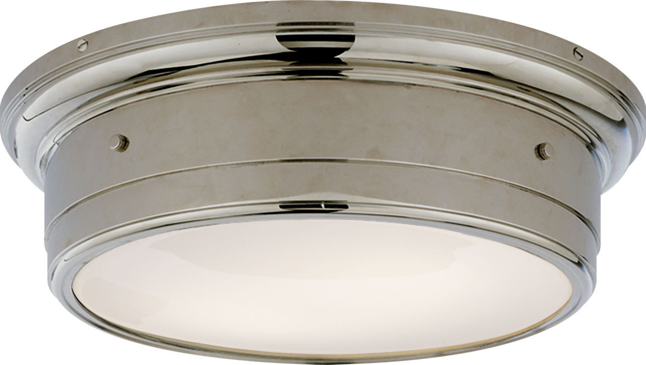 Siena Large Flush Mount in Polished Nickel with White Glass
