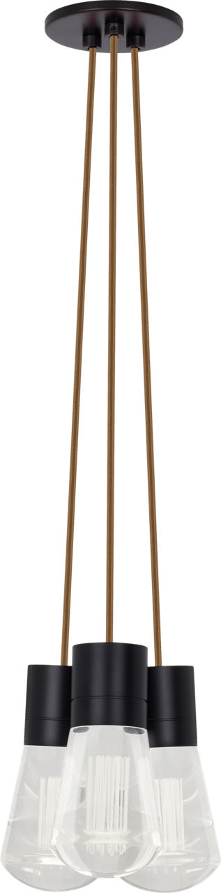 Alva Pendant 3-LITE Chandelier Black/White Natural Brass 2200K 90 CRI LED 2200k 120v (t24)