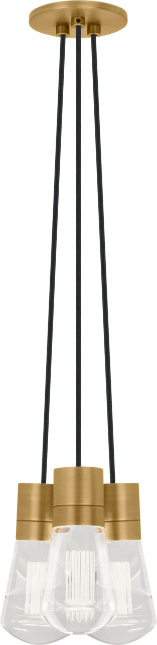 Alva Pendant 3-LITE Chandelier Black Cord Natural Brass 2200K 90 CRI LED 2200k 120v (t24)