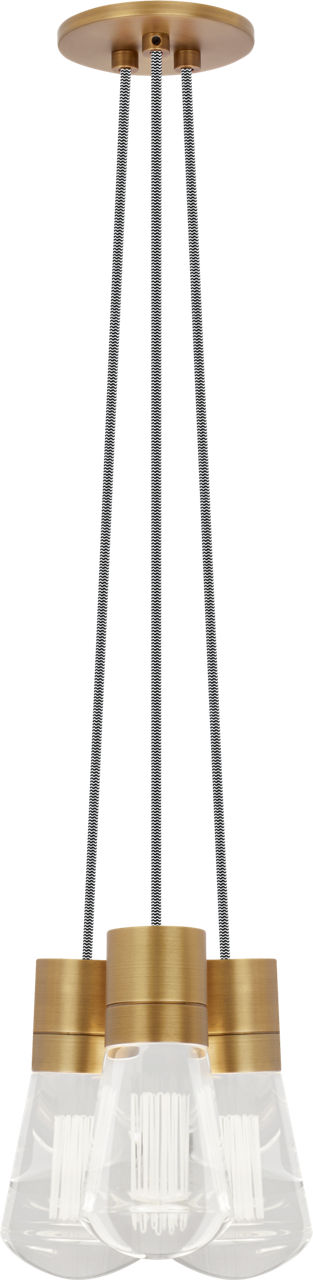 Alva Pendant 3-LITE Chandelier Blue Natural Brass 2200K 90 CRI LED 2200k 120v (t24)