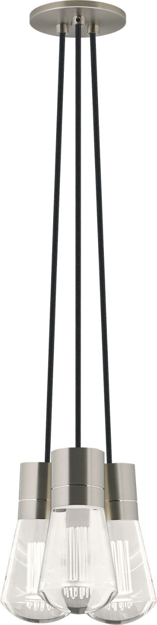 Alva Pendant 3-LITE Chandelier Black Cord Satin Nickel 2200K 90 CRI LED 2200k 120v (t24)