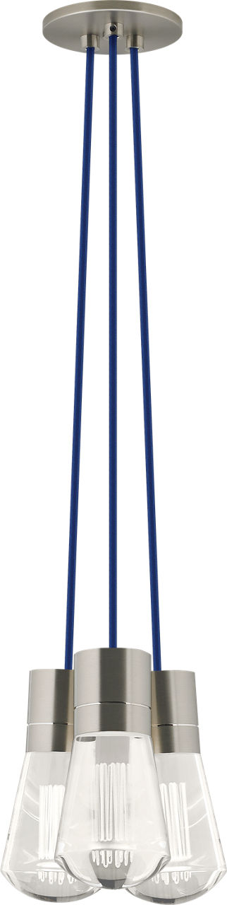 Alva Pendant 3-LITE CHANDELIER Blue Satin Nickel 2200K 90 CRI led 90 cri 2200k 120v (t24)