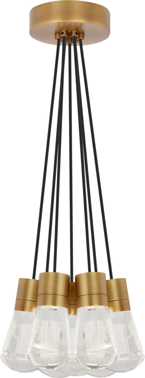 Alva Pendant 7-LITE Chandelier Black Cord Natural Brass 2200K 90 CRI LED 2200k 120v (t24)