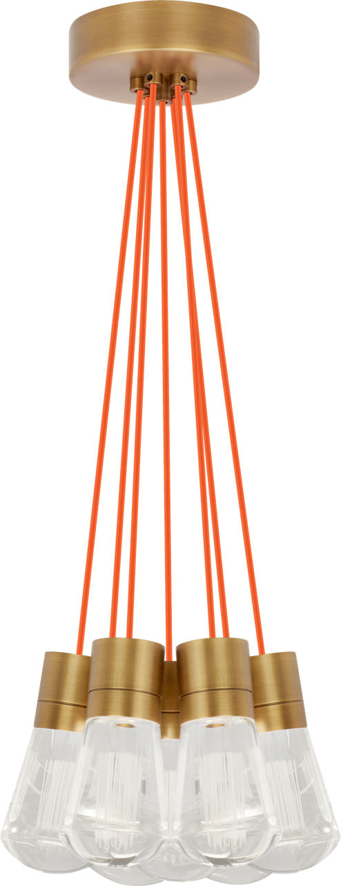 Alva Pendant 7-LITE Chandelier Orange Natural Brass 2200K 90 CRI LED 2200k 120v (t24)