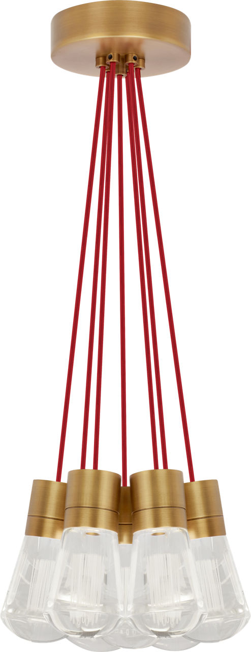 Alva Pendant 7-LITE Chandelier Red Natural Brass 2200K 90 CRI LED 2200k 120v (t24)