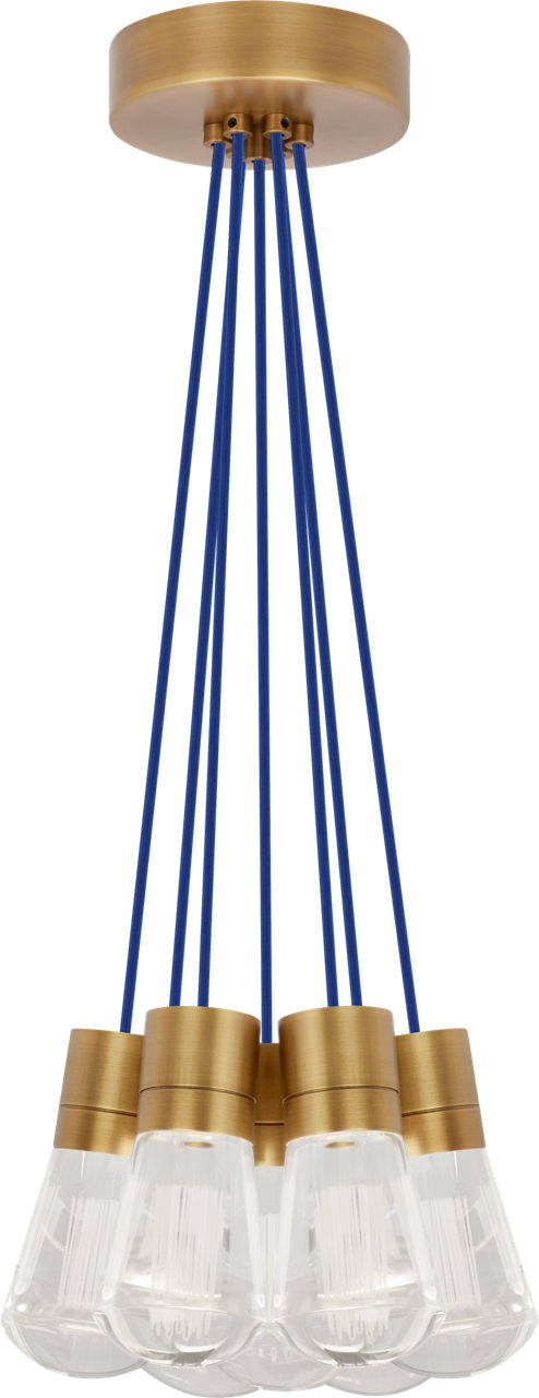Alva Pendant 7-LITE CHANDELIER Blue Natural Brass 2200K 90 CRI led 90 cri 2200k 120v (t24)