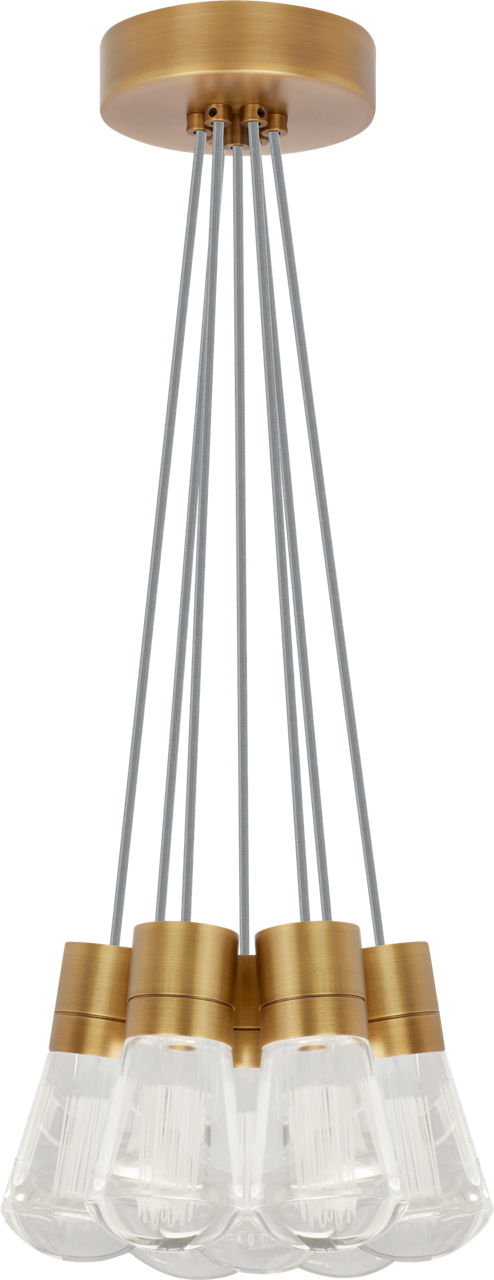Alva Pendant 7-LITE Chandelier Gray Natural Brass 2200K 90 CRI LED 2200k 120v (t24)