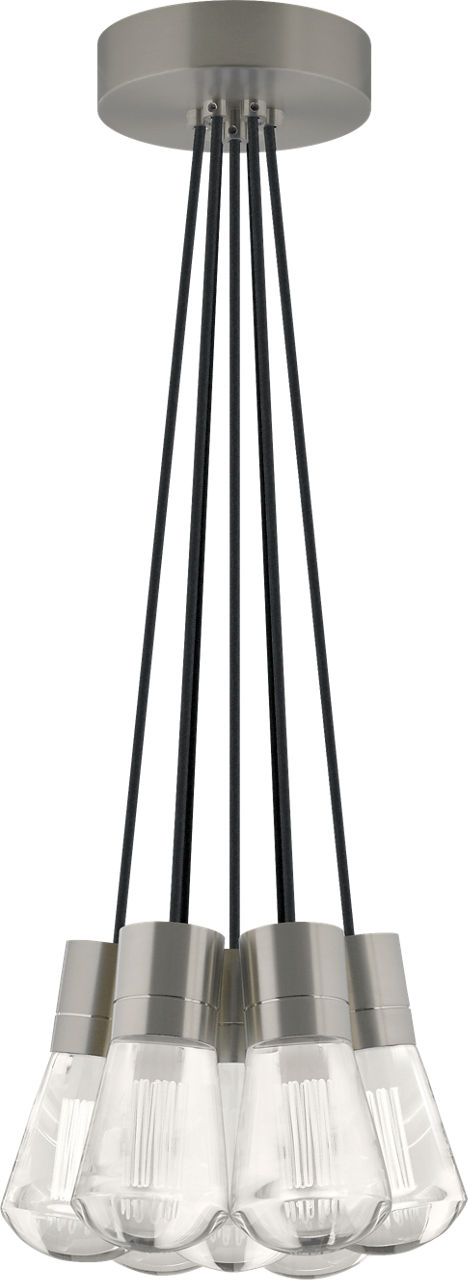 Alva Pendant 7-LITE CHANDELIER Black Cord Satin Nickel 2200K 90 CRI led 90 cri 2200k 120v (t24)