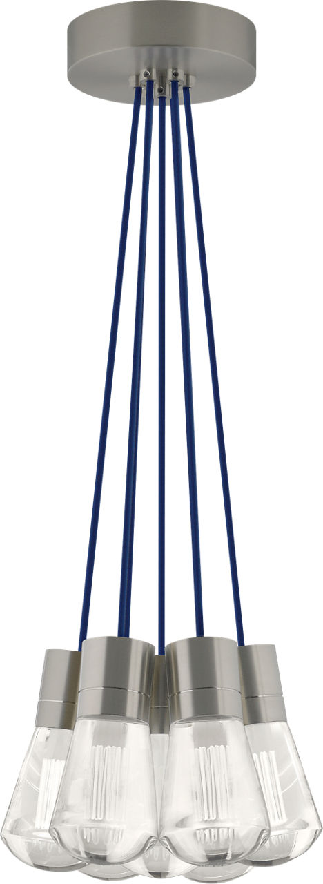 Alva Pendant 7-LITE CHANDELIER Blue Satin Nickel 2200K 90 CRI led 90 cri 2200k 120v (t24)