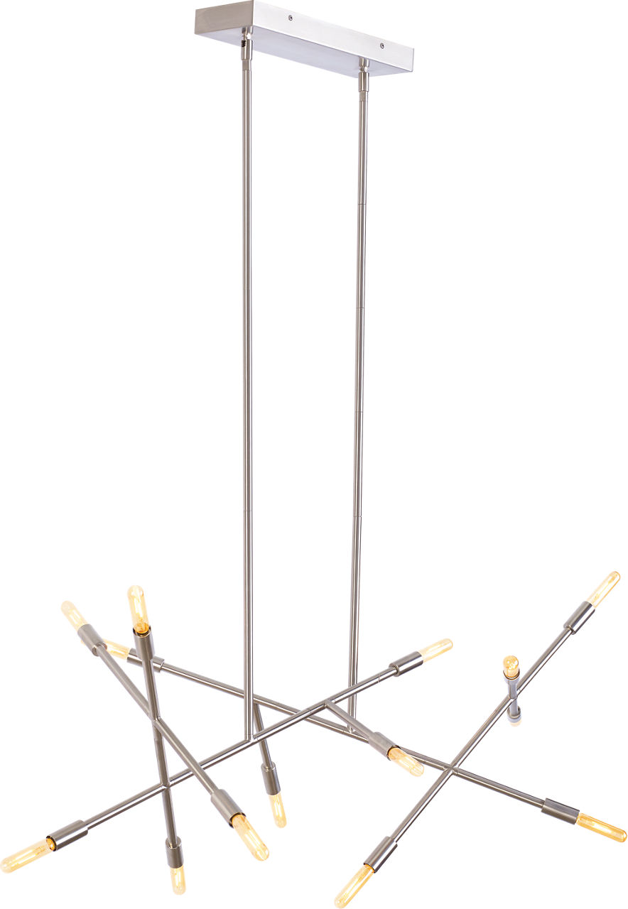 Line Wave 2 Chandelier Satin Nickel Bulb Not Included