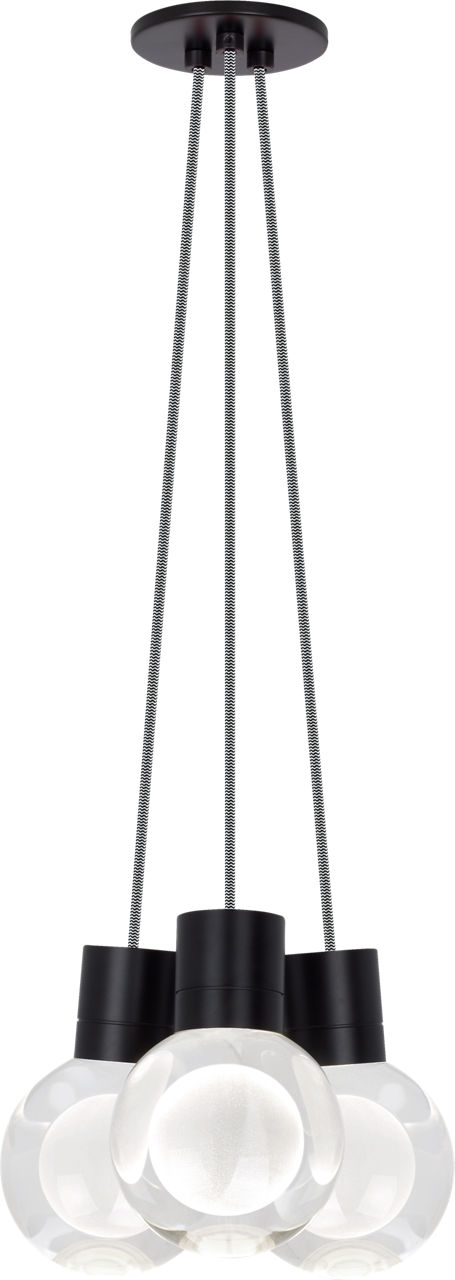 Mina 3-Light Chandelier in Black with Black and White Cord 2200K