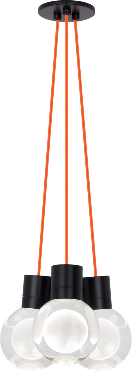 Mina 3-Light Chandelier in Black with Orange Cord 2200K