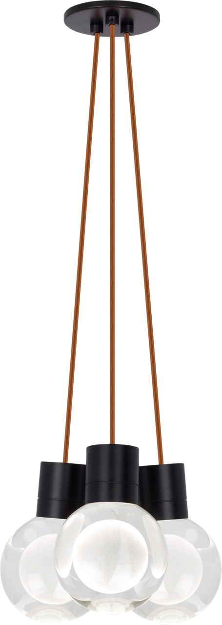Mina 3-Light Chandelier in Black with Copper Cord 2200K