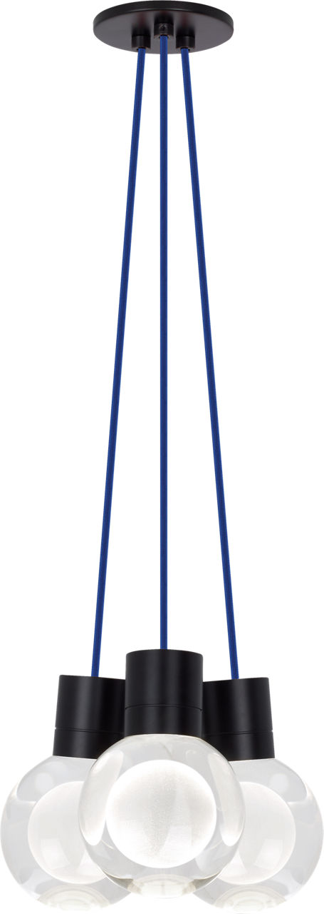 Mina 3-Light Chandelier in Black with Blue Cord 2200K