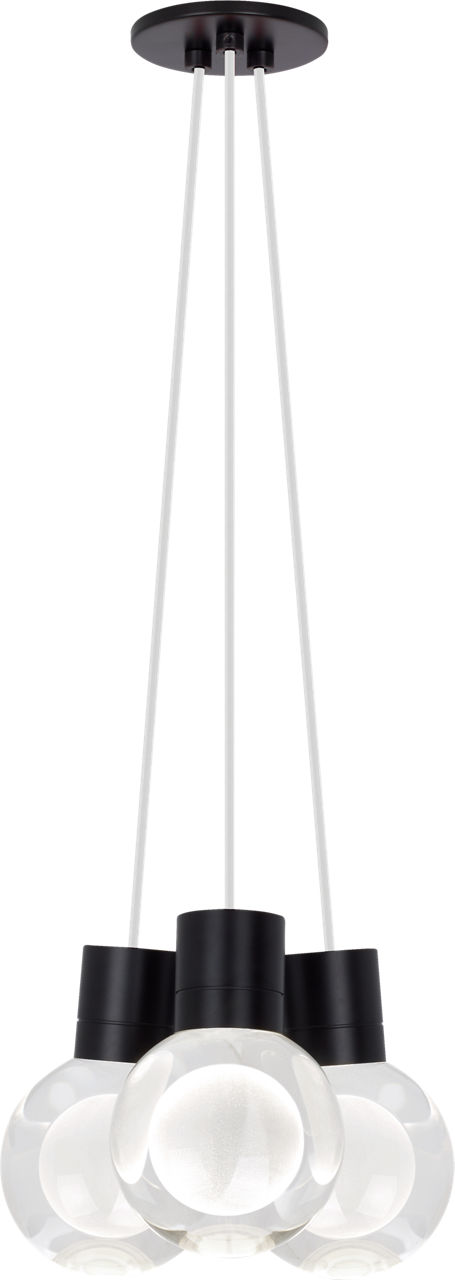 Mina 3-Light Chandelier in Black with White Cord 2200K