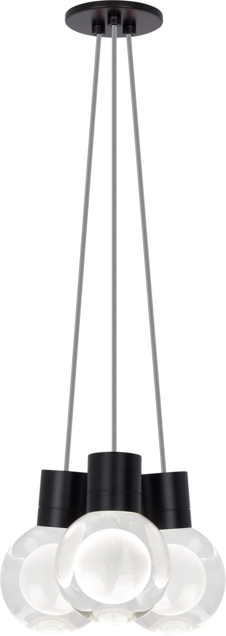 Mina 3-Light Chandelier in Black with Gray Cord 2200K