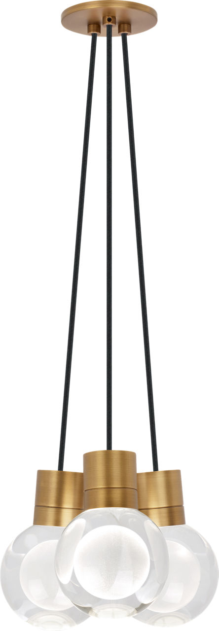 Mina 3-Light Chandelier in Natural Brass with Black Cord 2200K