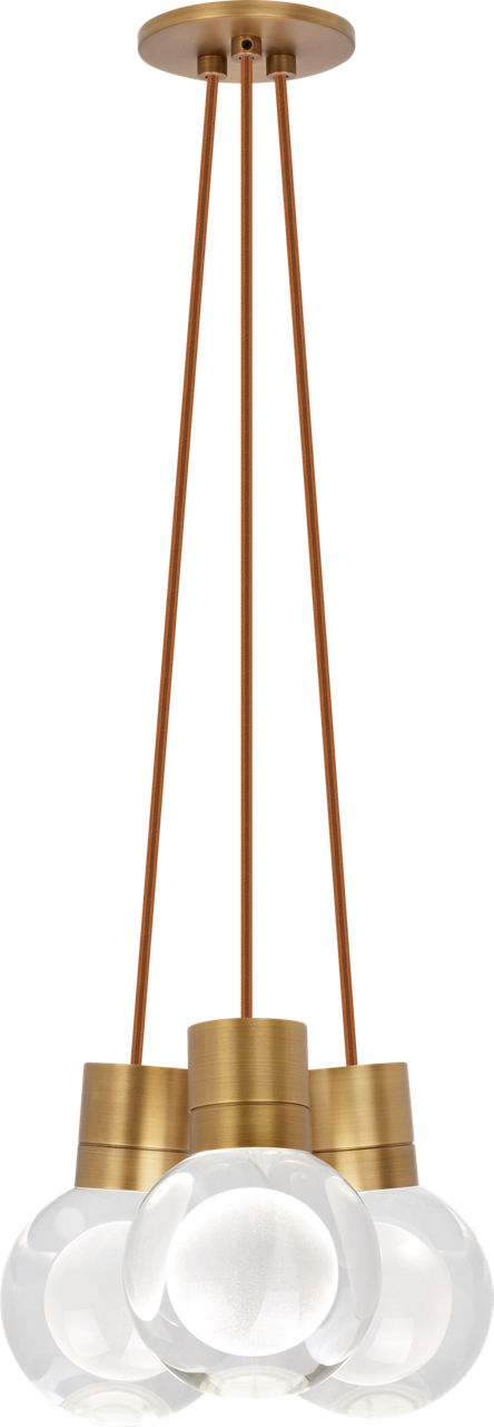 Mina 3-Light Chandelier in Natural Brass with Copper Cord 2200K