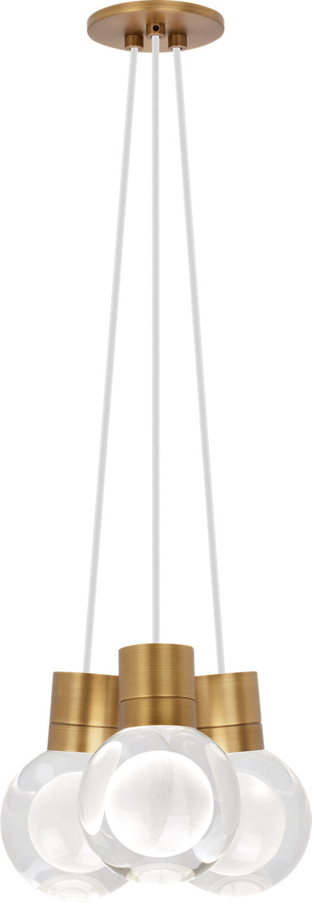 Mina 3-Light Chandelier in Natural Brass with White Cord 2200K