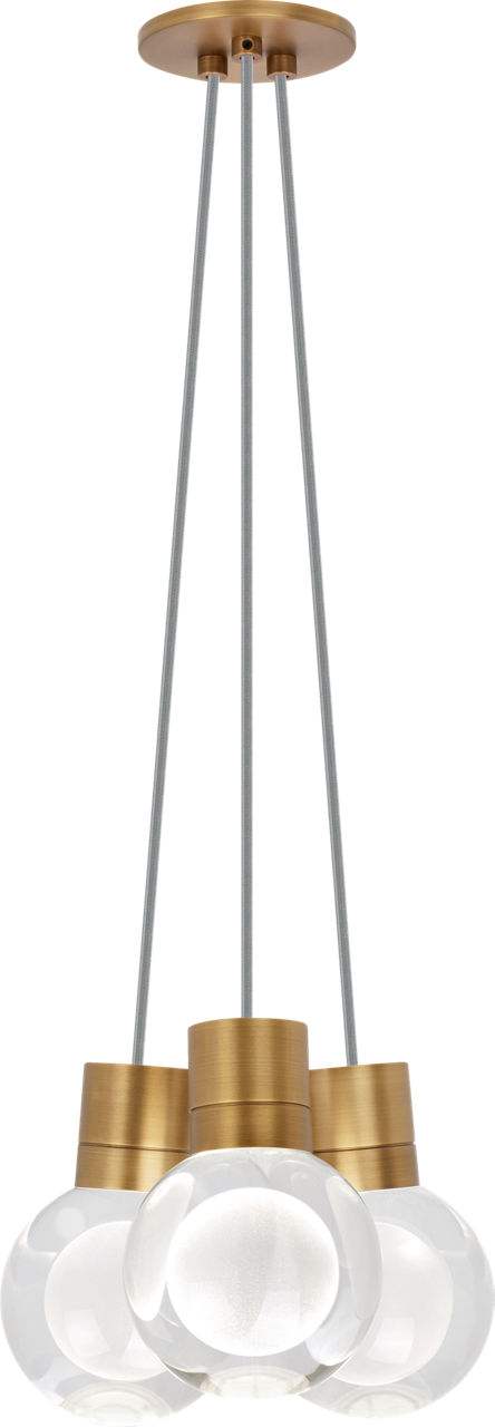 Mina 3-Light Chandelier in Natural Brass with Gray Cord 2200K