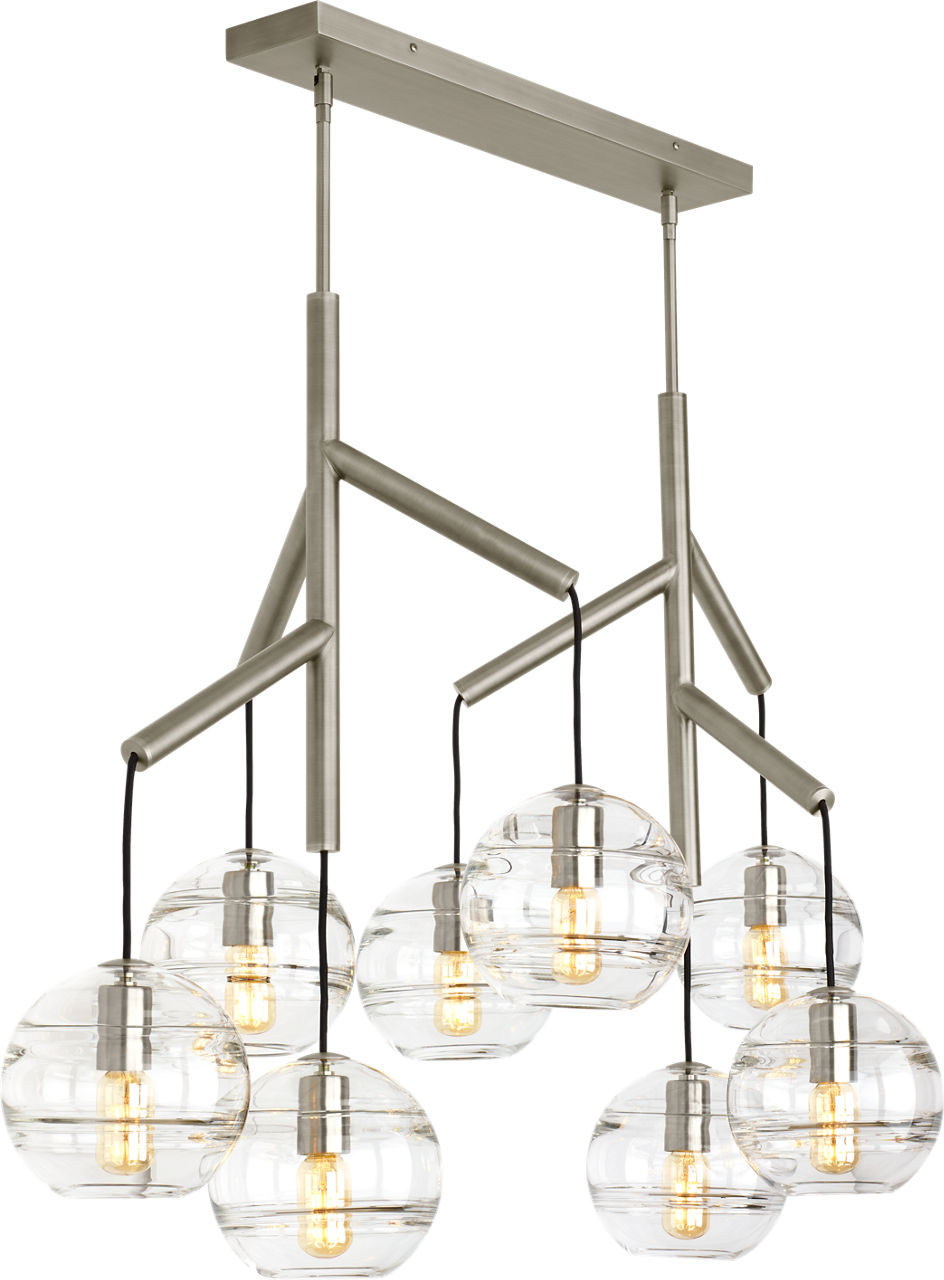 Sedona Double Chandelier Double Clear Satin Nickel T14 LED 2700K 90 CRI 120V