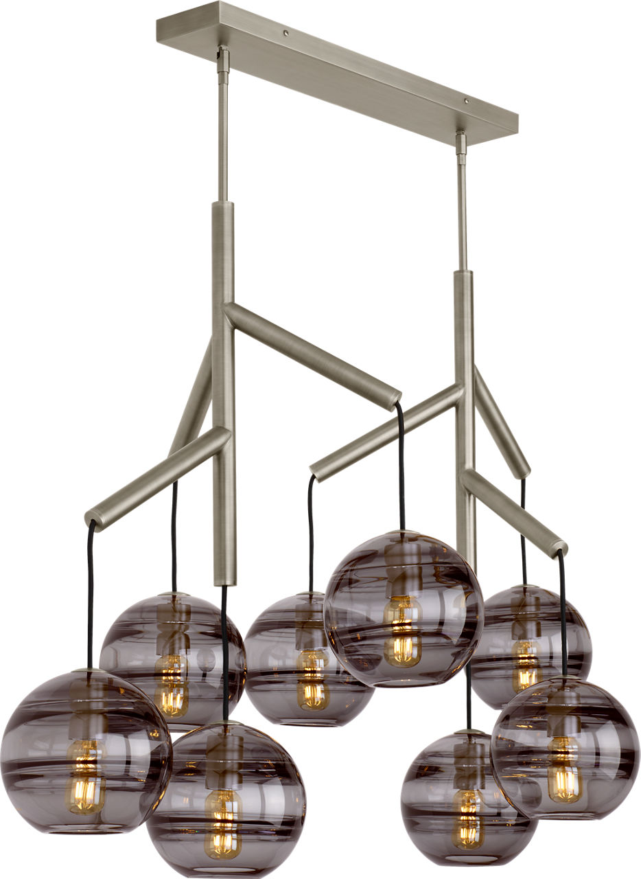 Sedona Double Chandelier Double Transparent Smoke Aged Brass 2700K 90 CRI t14 led 90 cri 2700k 120v