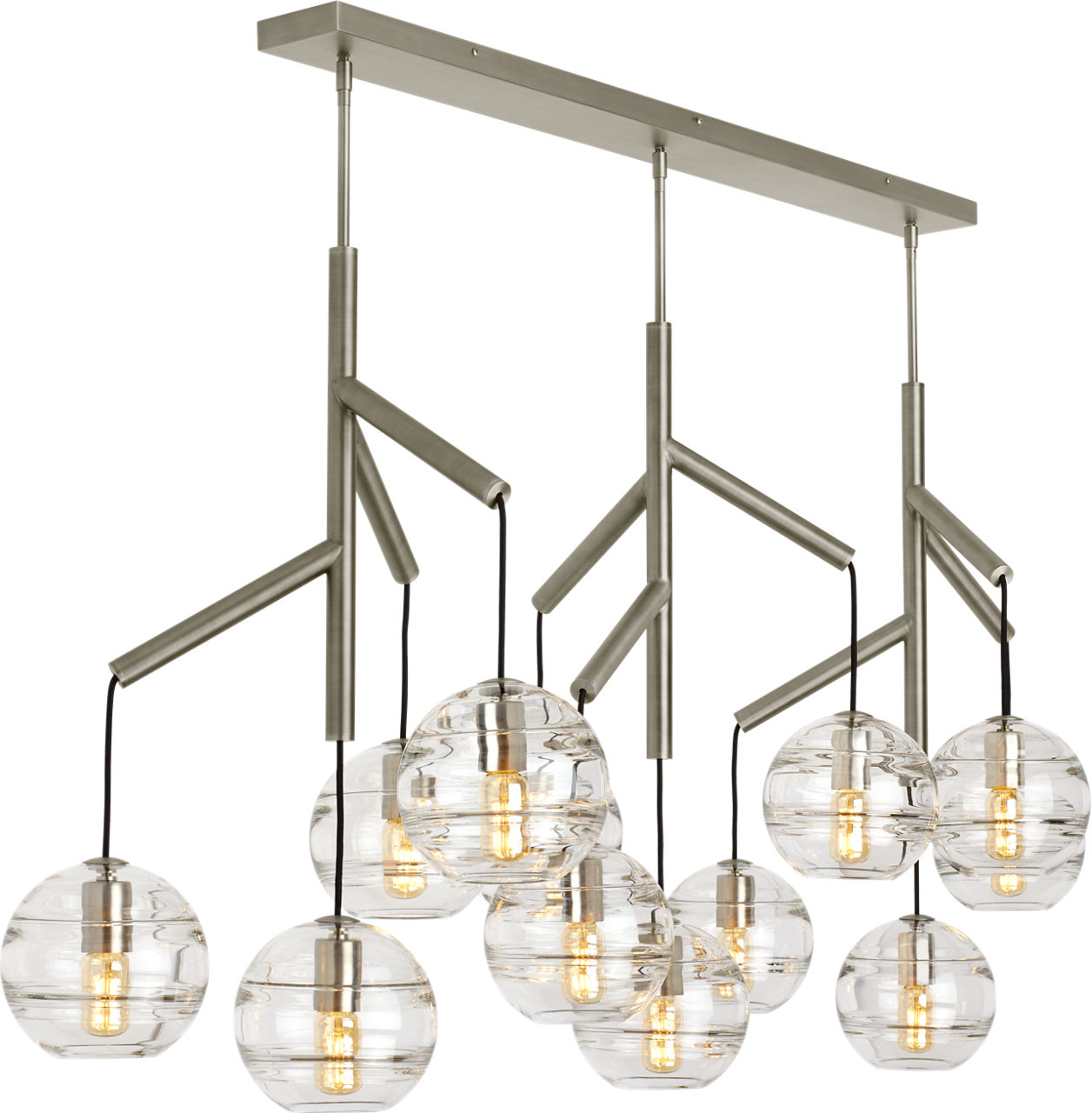 Sedona Triple Chandelier Triple Clear Satin Nickel T14 LED 2700K 90 CRI 120V