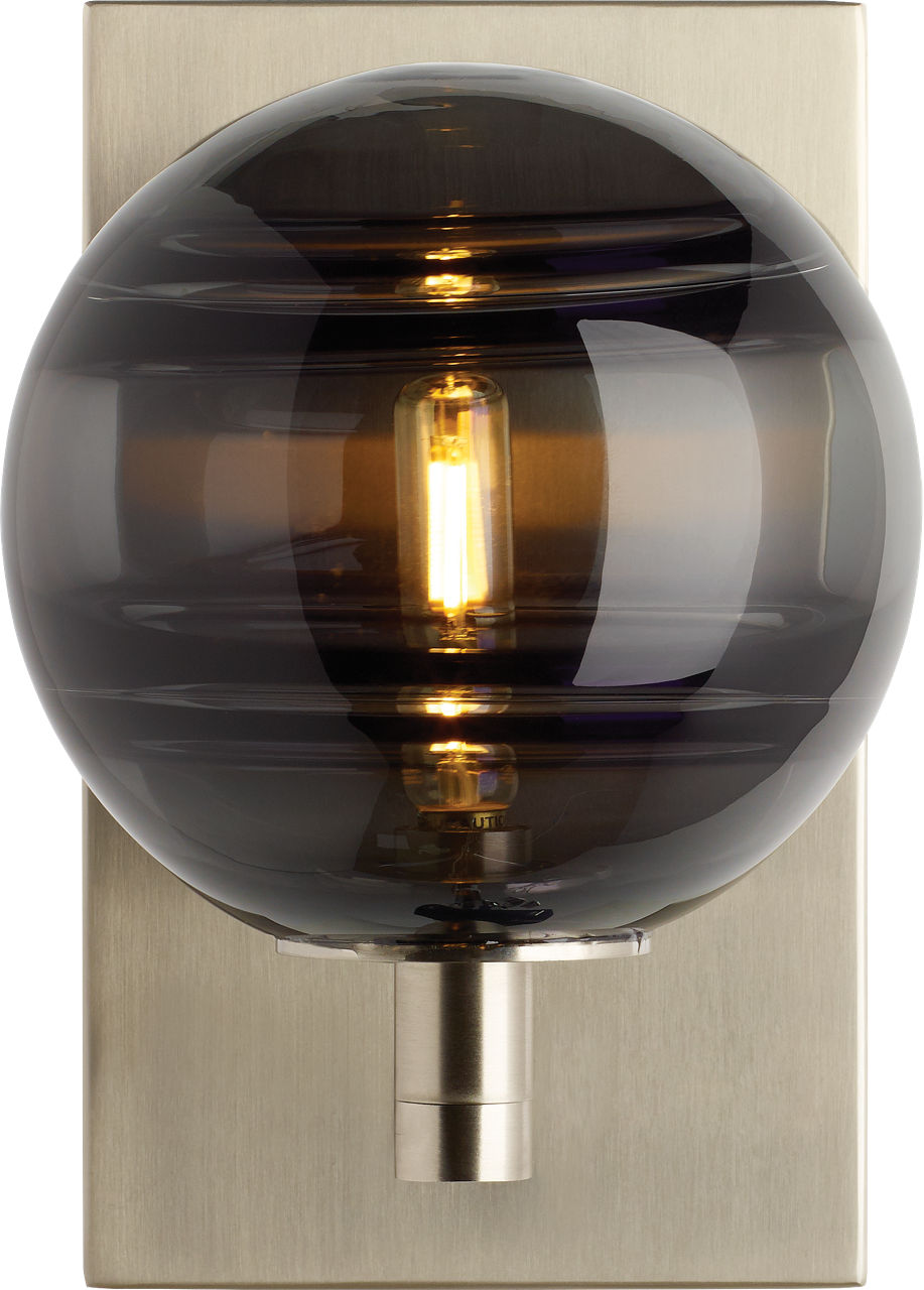 Sedona Wall Transparent Smoke Satin Nickel Bulb Not Included