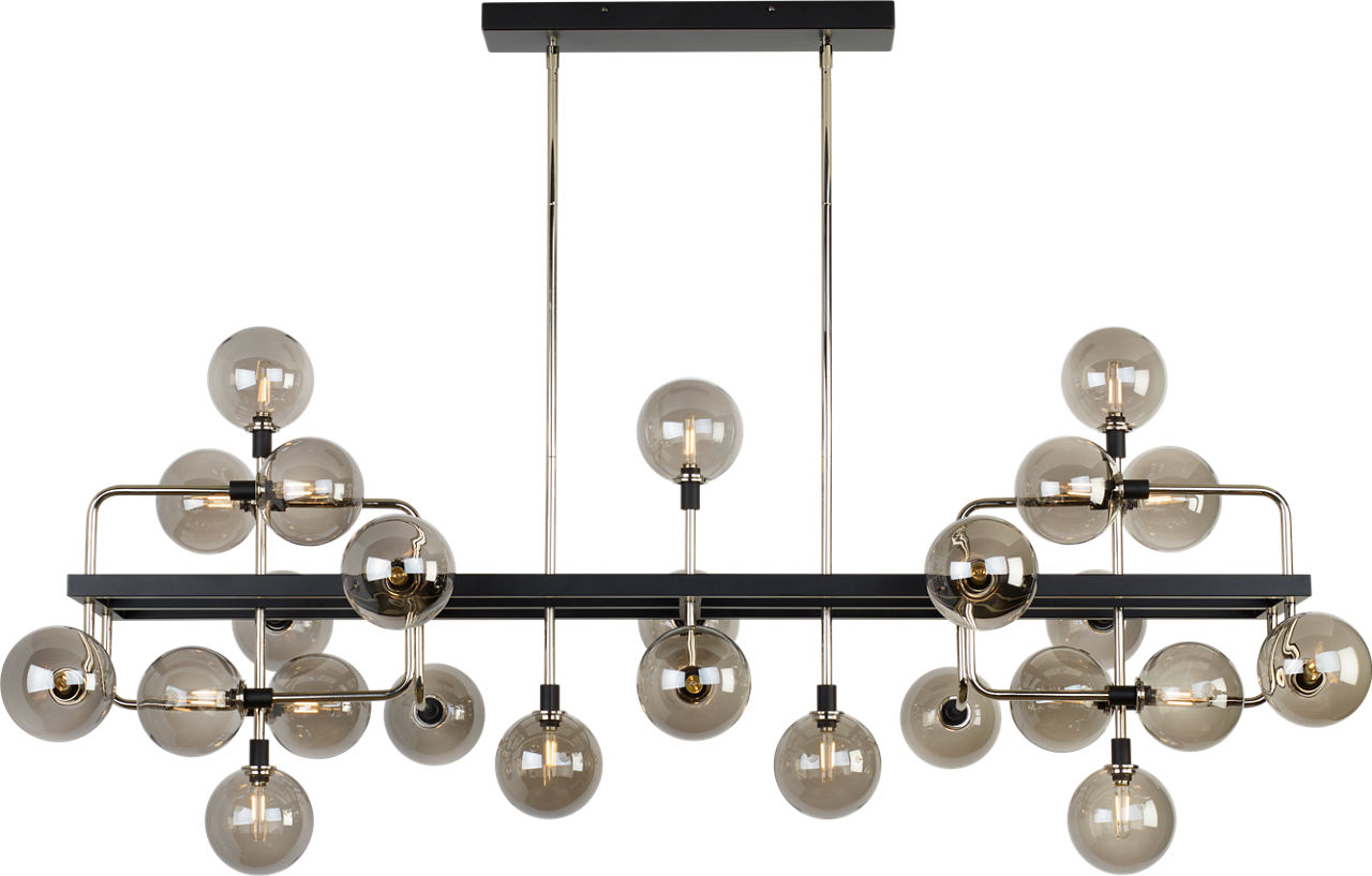 Viaggio Linear Chandelier in Smoke/Polished Nickel Bulb Not Included