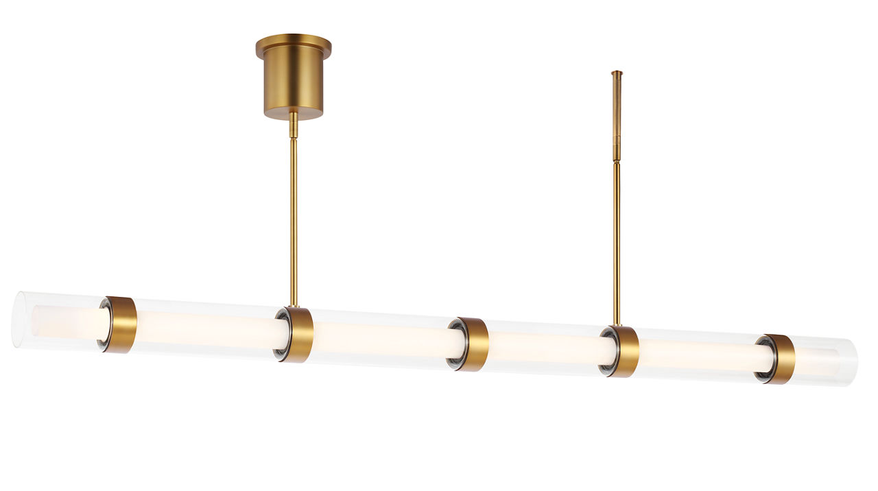 Wit Linear Suspension 6 Glass Aged Brass LED 90 CRI 3000k 120-277V