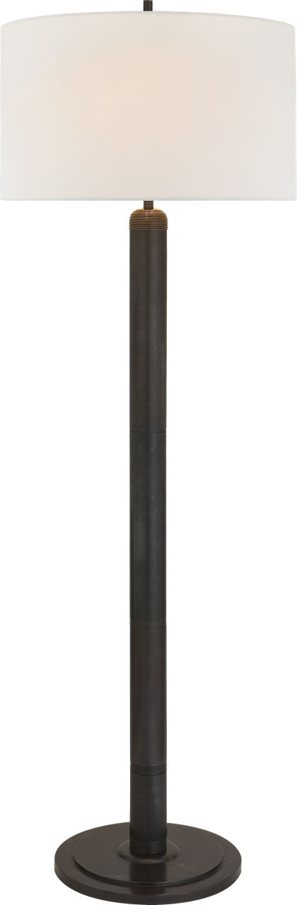 Longacre Floor Lamp in Bronze with Linen Shade