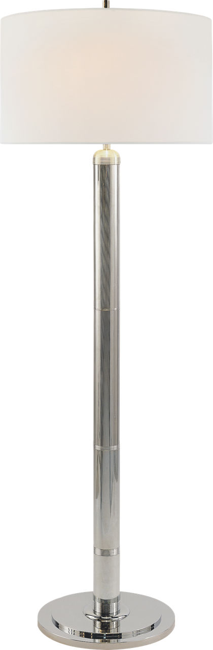 Longacre Floor Lamp in Polished Nickel with Linen Shade