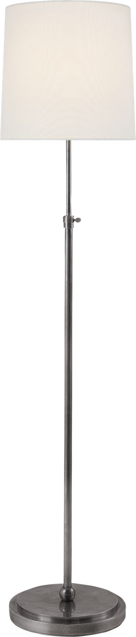 Bryant Floor Lamp in Antique Silver with Linen Shade