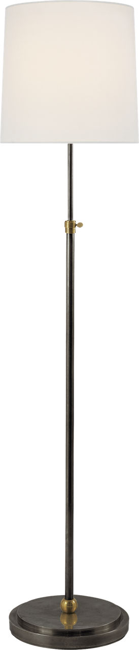 Bryant Floor Lamp in Bronze and Hand-Rubbed Antique Brass with Linen Shade