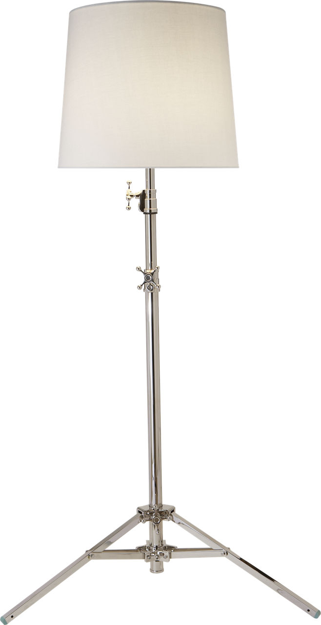 Studio Floor Lamp in Polished Nickel with Linen Shade