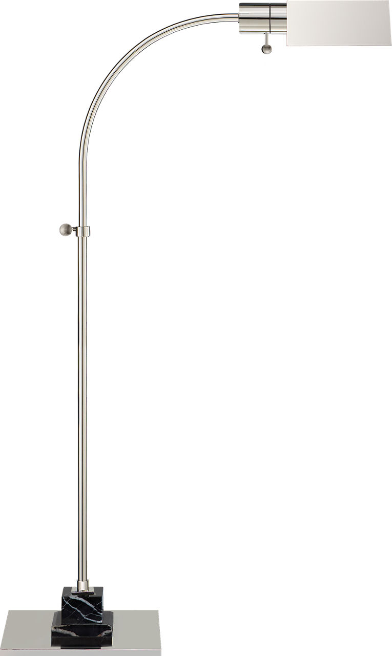 Eton Small Pharmacy Floor Lamp in Polished Nickel and Black Marble