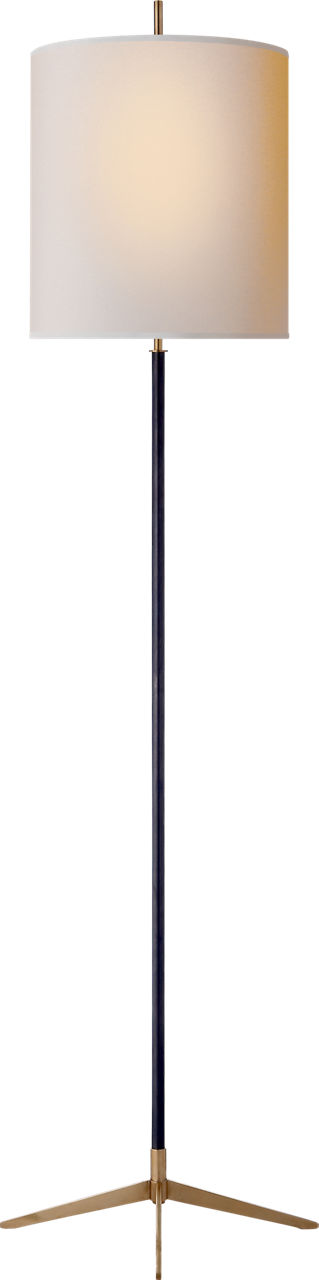 Caron Floor Lamp in Bronze with Hand-Rubbed Antique Brass accents with Natural Paper Shade