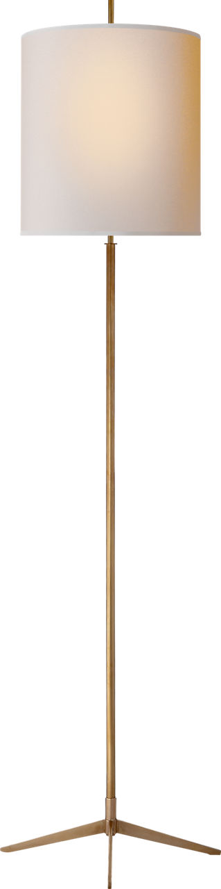 Caron Floor Lamp in Hand-Rubbed Antique Brass with Natural Paper Shade