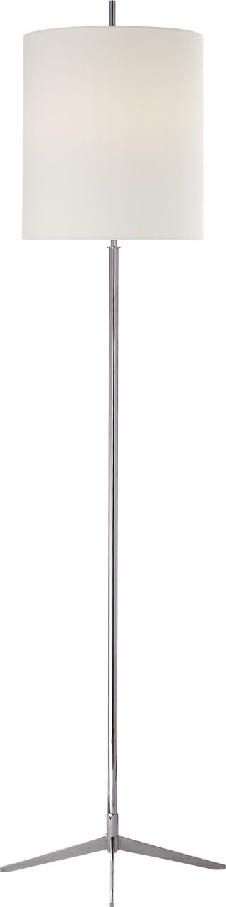 Caron Floor Lamp in Polished Nickel with Linen Shade