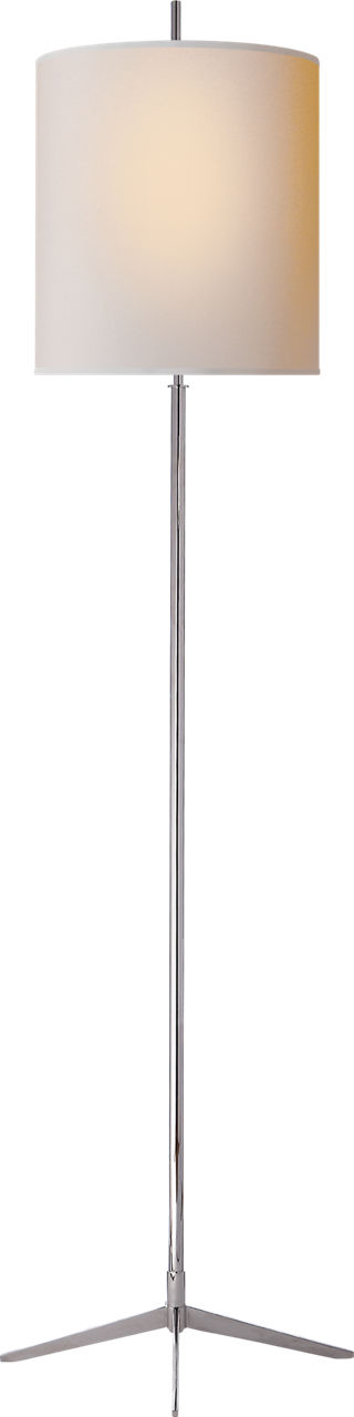 Caron Floor Lamp in Polished Nickel with Natural Paper Shade