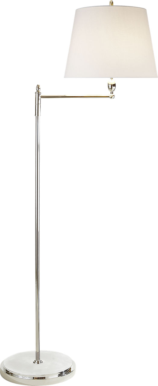 Paulo Floor Light in Polished Nickel with Linen Shade