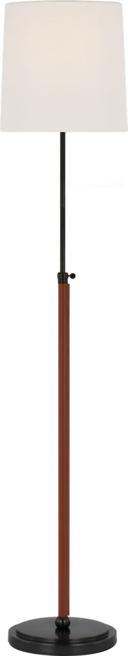 Bryant Wrapped Floor Lamp in Bronze and Saddle Leather with Linen Shade