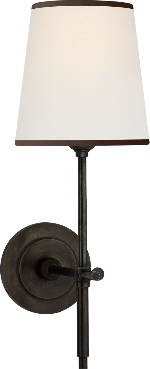 Bryant Sconce in Bronze with Linen Shade with Black tape
