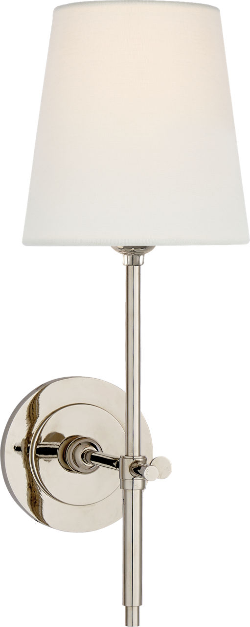 Bryant Sconce in Polished Nickel with Linen Shade
