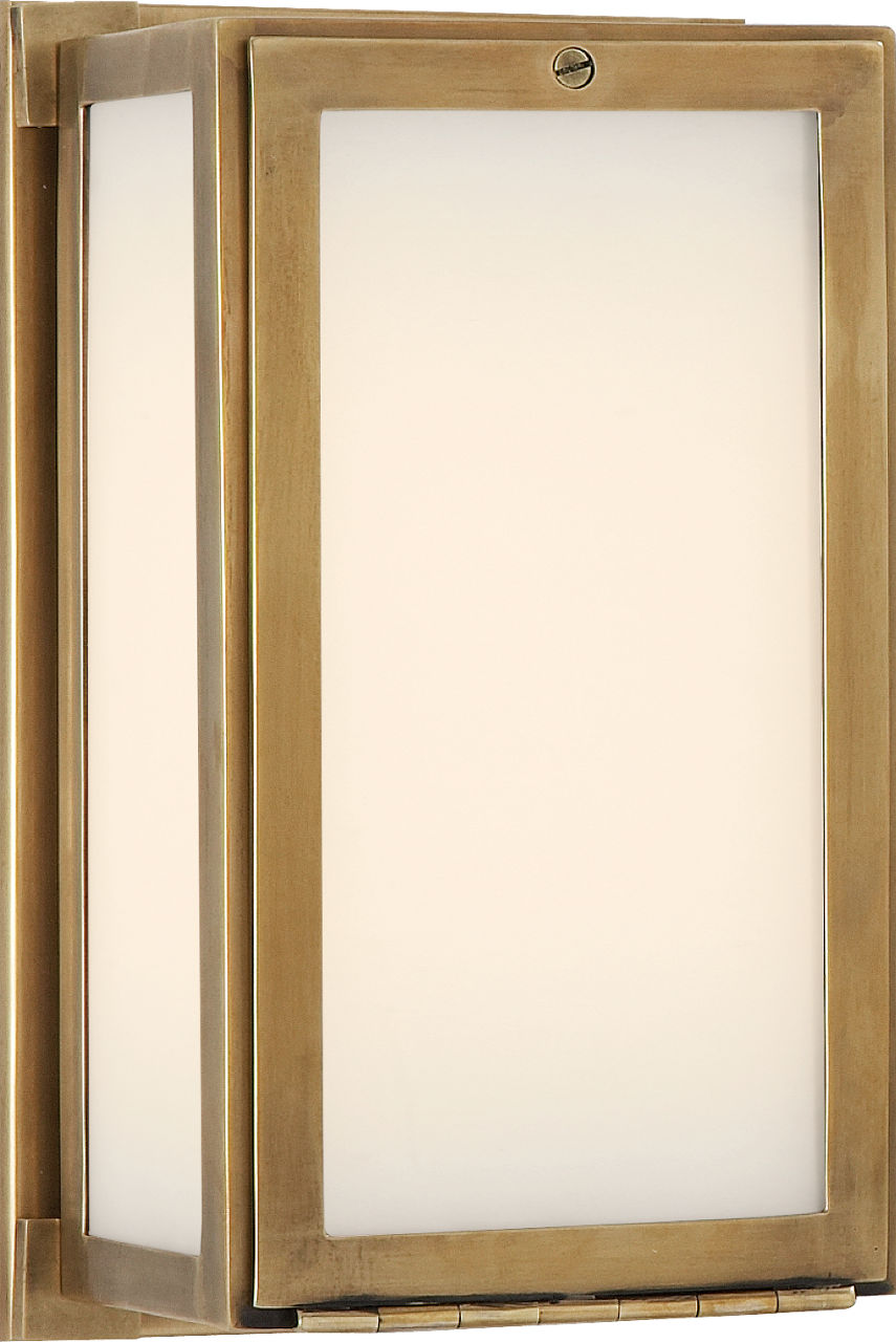Mercer Short Box Light in Hand-Rubbed Antique Brass with White Glass